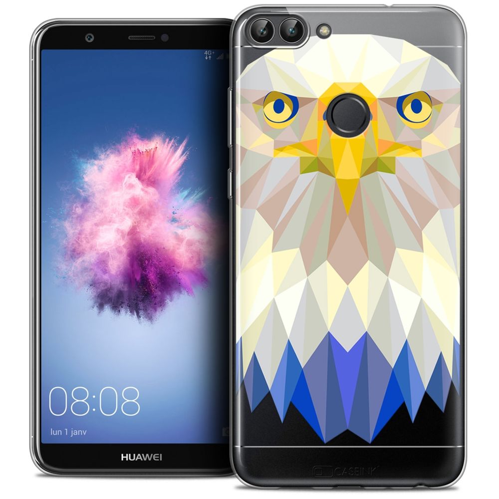 Caseink - Coque Housse Etui Huawei P Smart (5.7 ) [Crystal Gel HD Polygon Series Animal - Souple - Ultra Fin - Imprimé en France] Aigle - Coque, étui smartphone