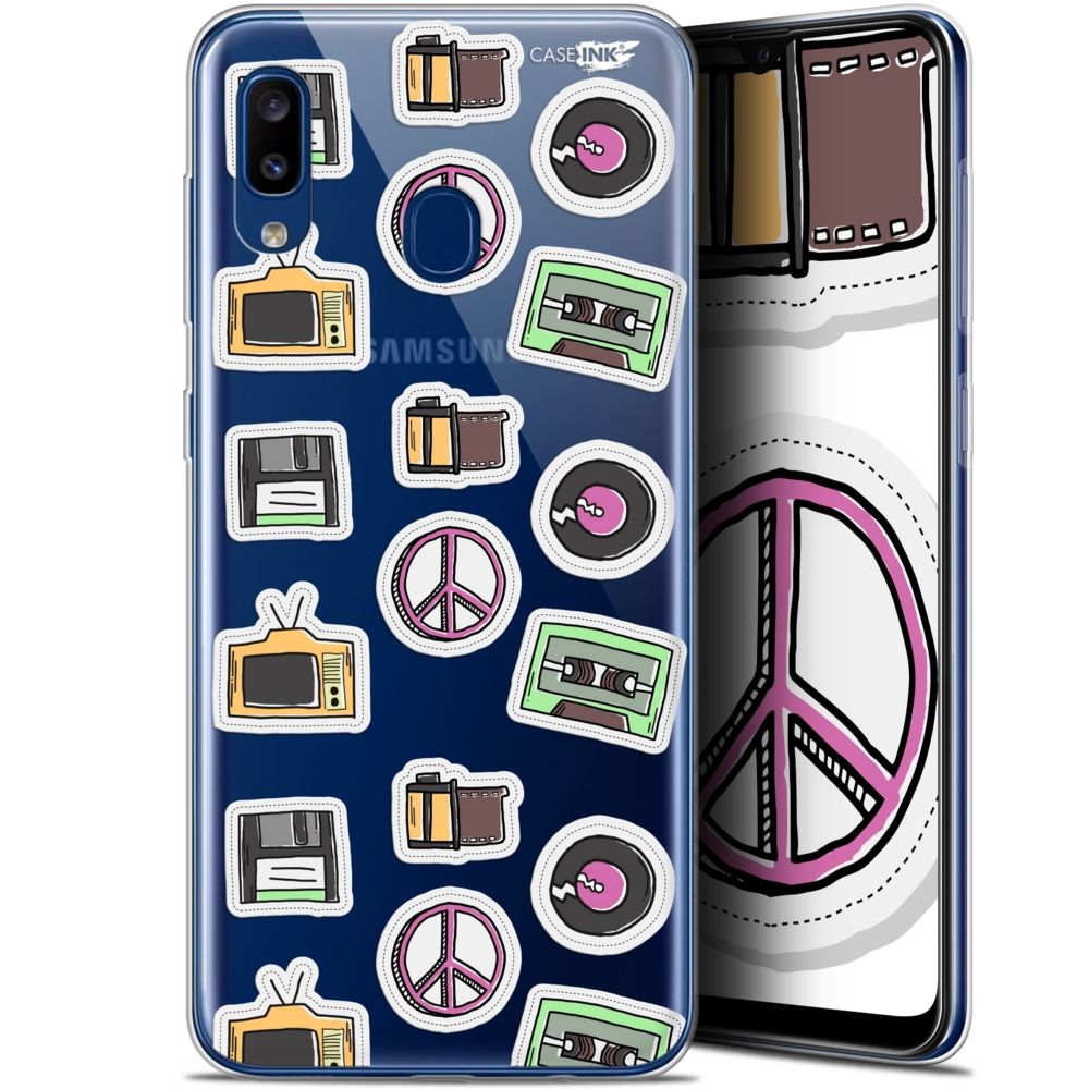 Caseink - Coque arrière Samsung Galaxy A20 (6.4 ) Gel HD [ Nouvelle Collection - Souple - Antichoc - Imprimé en France] Vintage Stickers - Coque, étui smartphone