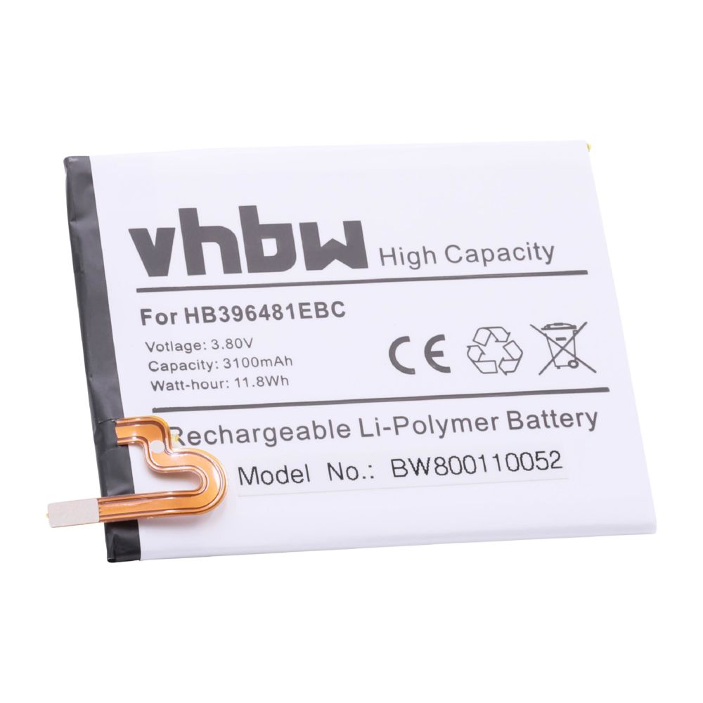 Vhbw - vhbw Li-Polymer batterie 3100mAh (3.8V) pour portable téléphone Huawei Honor 5X, 5X TD-LTE, 5X Dual SIM, KIW-AL00, X5, 5X TD-LTE comme HB396481EBC. - Batterie téléphone
