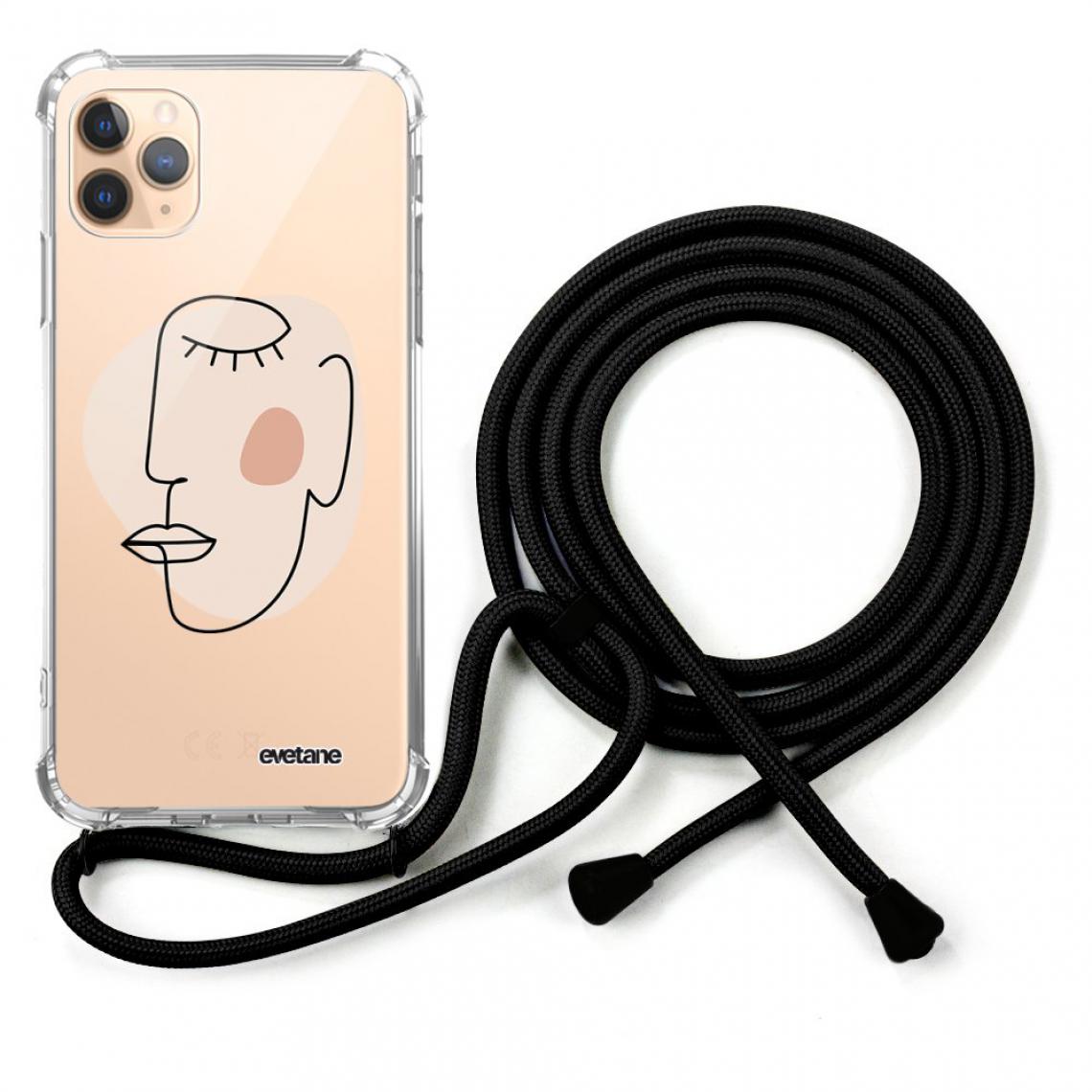 Evetane - Coque iPhone 11 Pro coque avec cordon transparente Croquis visage - Coque, étui smartphone
