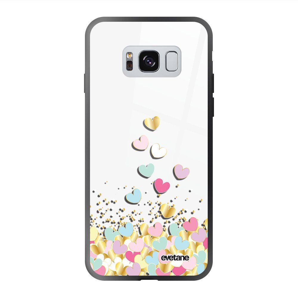 Evetane - Coque en verre trempé Samsung Galaxy S8 Coeurs Pastels Ecriture Tendance et Design Evetane. - Coque, étui smartphone