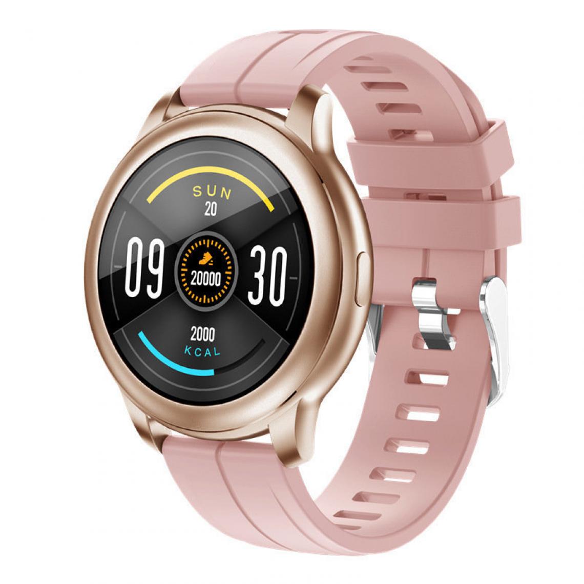 Chronotech Montres - Chronus Connected Watch, Round Waterproof IP67, Smart Watch with Heart Rate and Sleep, Calories, Stopwatch, Smart Watch Fitness Tracker for Android iOS(Pink) - Montre connectée