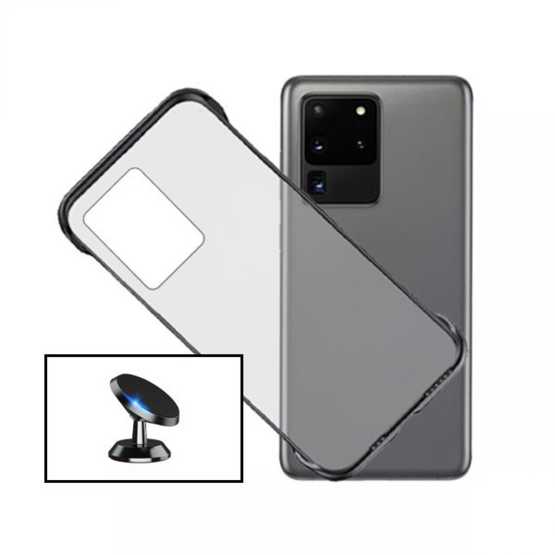Phonecare - Kit Support Magnétique de Voiture + Coque Sans Bordures pour Samsung Galaxy S20 Ultra - Coque, étui smartphone