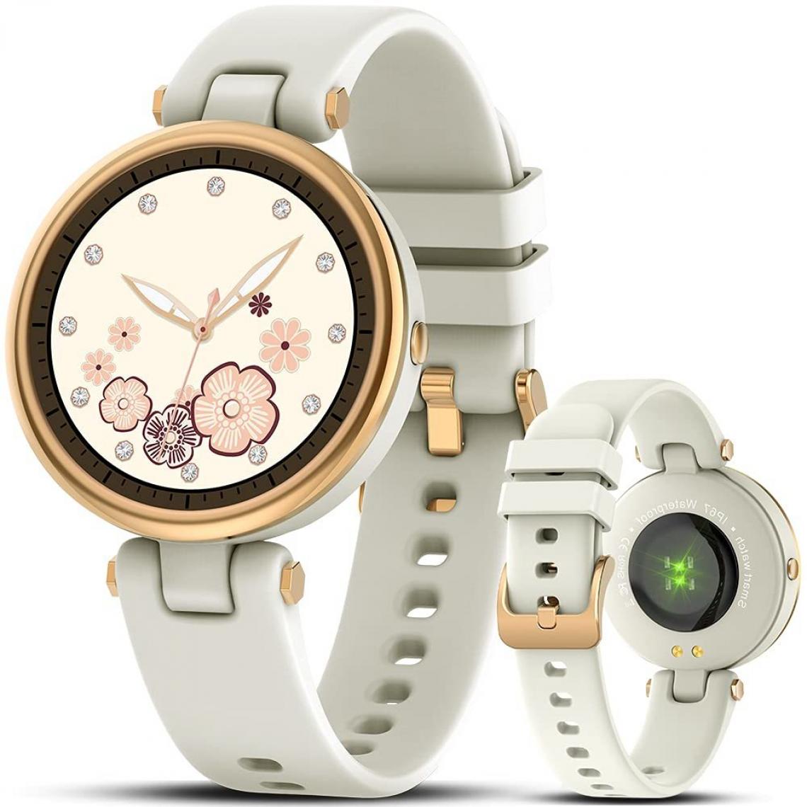 Chronotech Montres - Chronus Connect Watch for Women, IP67 Waterproof Sport for Connected Watch, with Female Cycle and Sleep and Calorie Monitor, Heart Rate Monitor, for Android iOS(Milky White) - Montre connectée