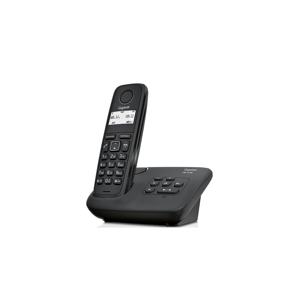 Gigaset - Téléphone fixe sans fil avec répondeur - AL117AS - Solo Noir - Téléphone fixe filaire