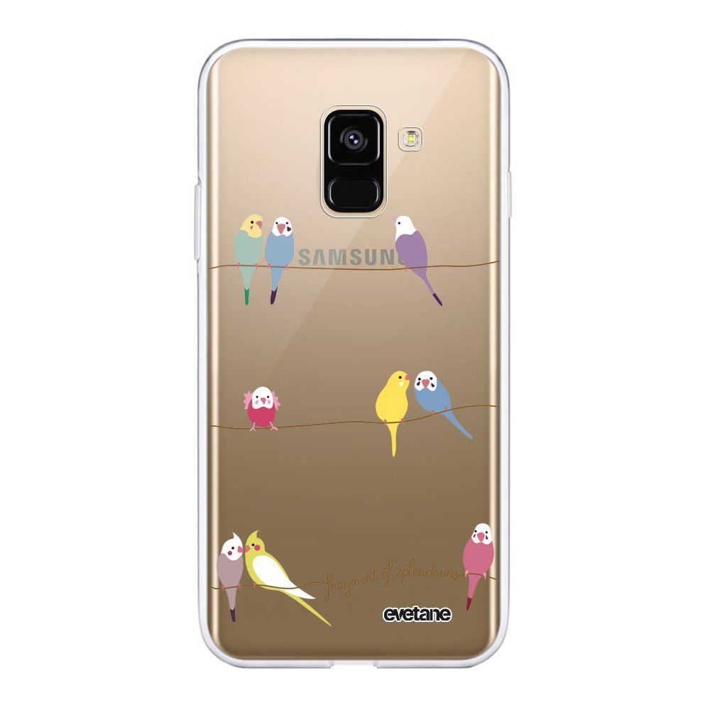 Evetane - Coque Samsung Galaxy A8 2018 souple Perruches Motif Ecriture Tendance Evetane. - Coque, étui smartphone