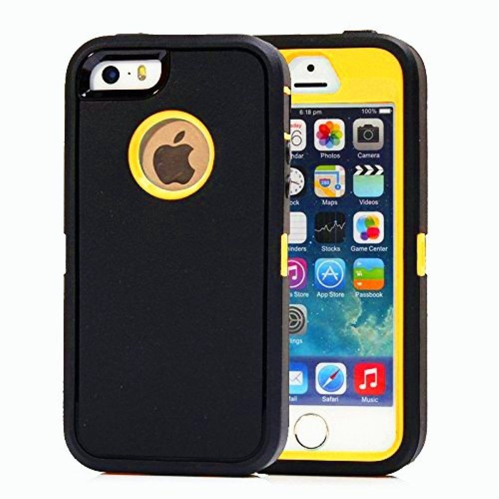 marque generique - Coque en TPU détachable antichoc hybride étanche à la poussière jaune/noir pour votre Apple iPhone SE/5s/5 - Autres accessoires smartphone