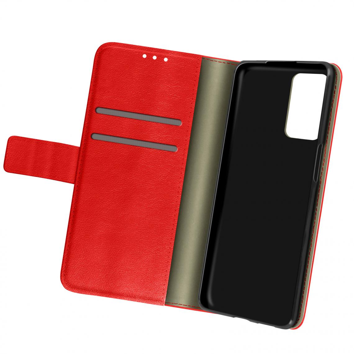 Avizar - Housse Oppo A74 5G et A54 5G Aspect Grainé Clapet Portefeuille Stand Vidéo Rouge - Coque, étui smartphone