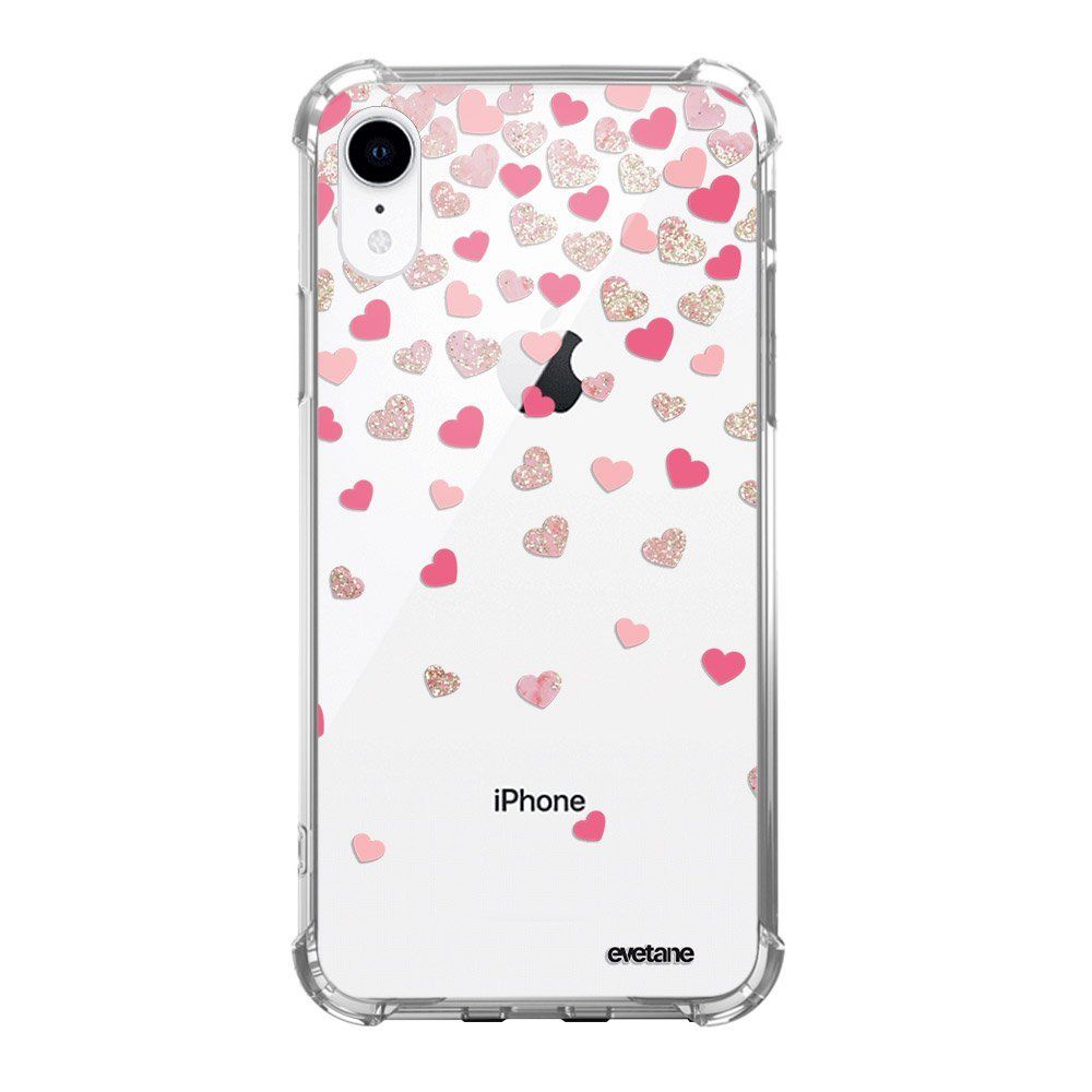 Evetane - Coque iPhone Xr anti-choc souple avec angles renforcés Coeurs en confettis Evetane - Coque, étui smartphone