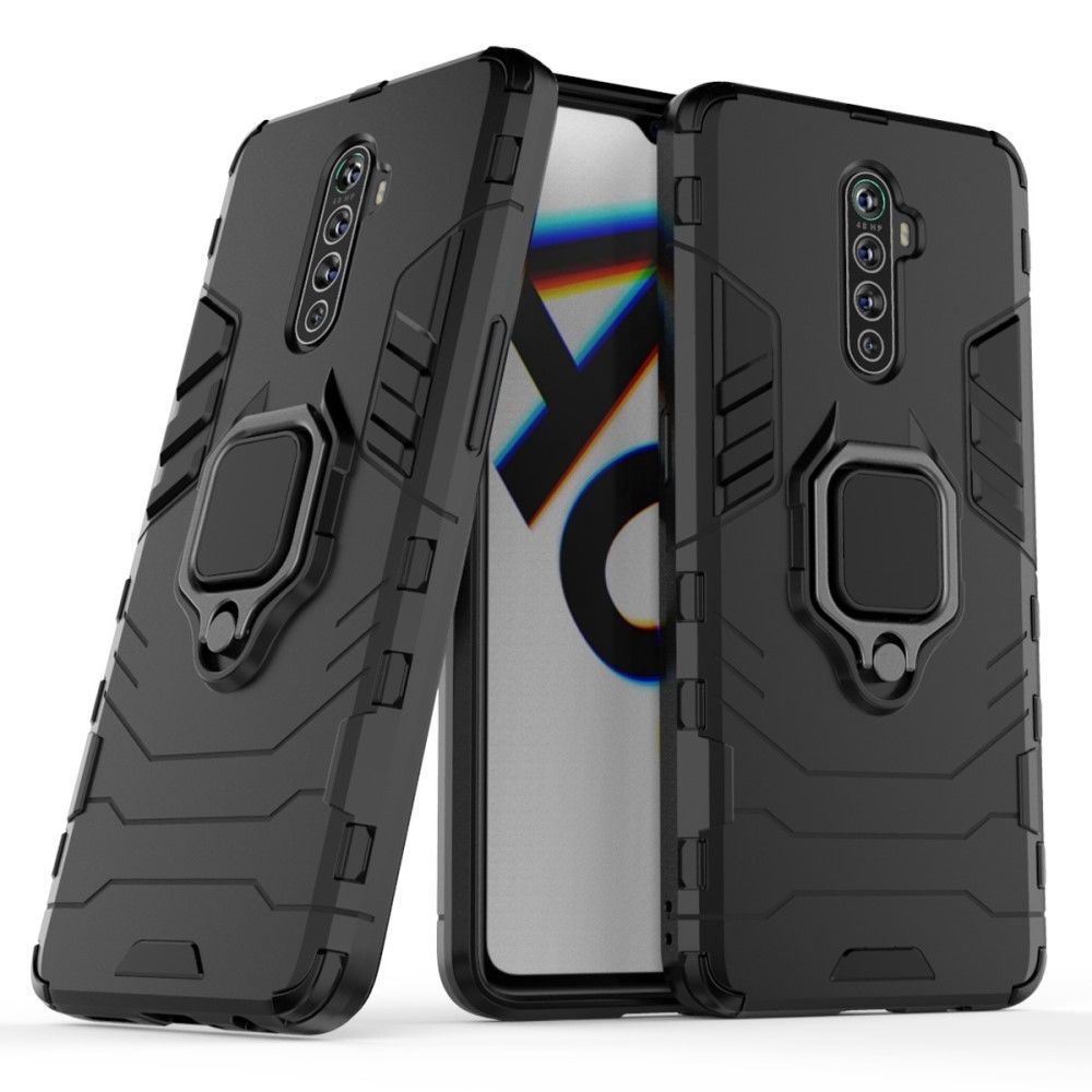 marque generique - Coque en TPU garde cool avec support de bague noir pour votre Oppo Reno Ace - Coque, étui smartphone