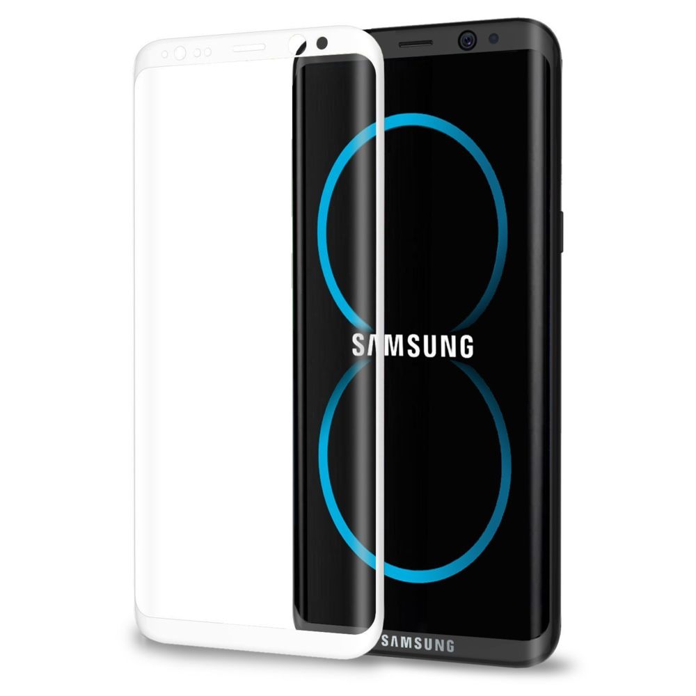 Alpexe - Samsung Galaxy S8+ Protection écran en Verre Trempé,3D Incurvé blanc Couverture complète Glass Screen Protector - Coque, étui smartphone