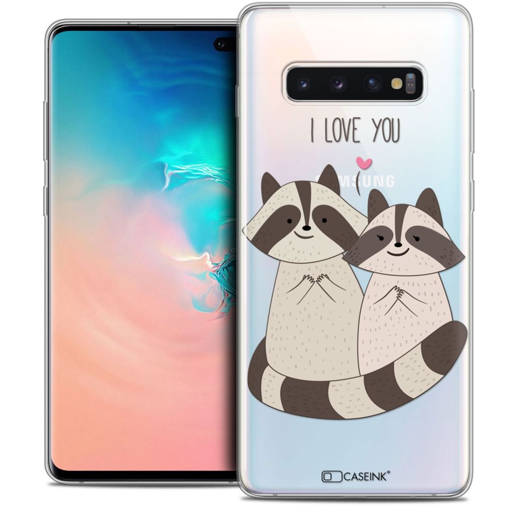 Caseink - Coque Housse Etui Pour Samsung Galaxy S10+ (6.4 ) [Crystal Gel HD Collection Sweetie Design Racoon Love - Souple - Ultra Fin - Imprimé en France] - Coque, étui smartphone