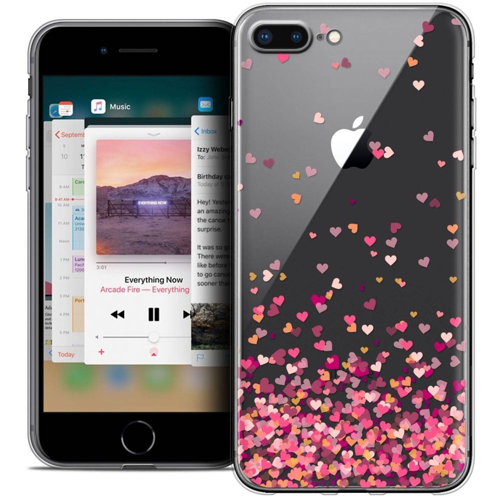 Caseink - Coque Housse Etui Apple iPhone 8 Plus (5.5 ) [Crystal Gel HD Collection Sweetie Design Heart Flakes - Souple - Ultra Fin - Imprimé en France] - Coque, étui smartphone