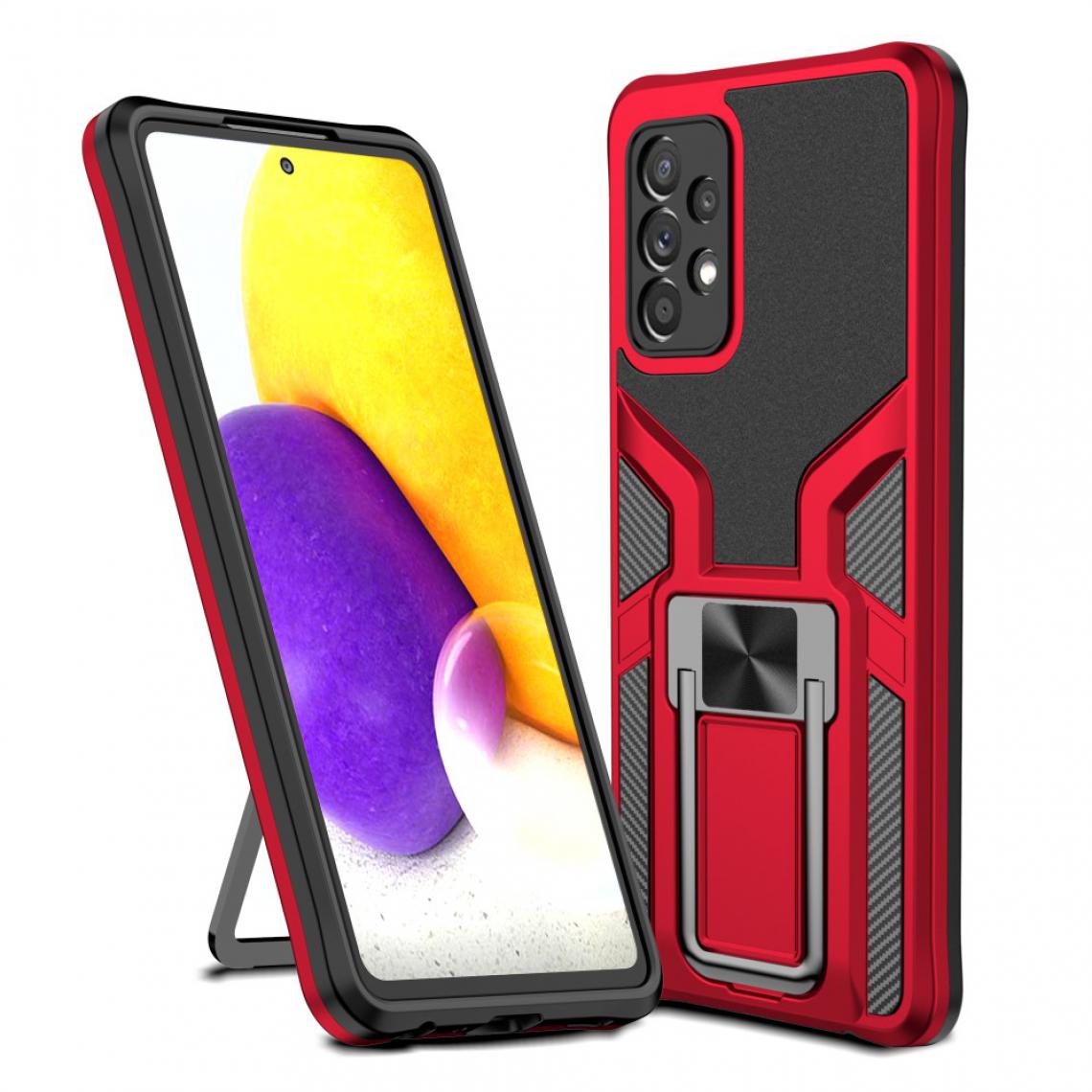 Other - Coque en TPU hybride avec béquille et feuille magnétique intégrée rouge pour votre Samsung Galaxy A72 4G/5G - Coque, étui smartphone