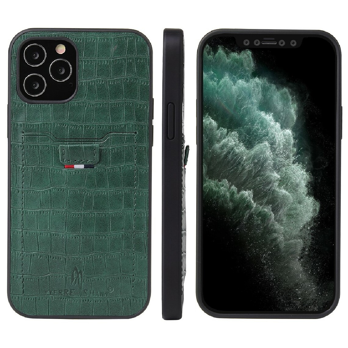 Other - Coque en TPU conception de texture de crocodile avec porte-carte vert pour votre Apple iPhone 12 mini - Coque, étui smartphone