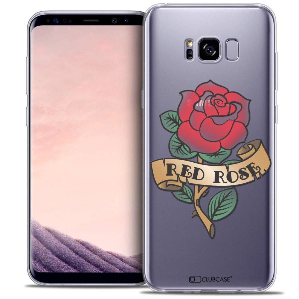 Caseink - Coque Housse Etui Samsung Galaxy S8 (G950) [Crystal Gel HD Collection Tatoo Lover Design Red Rose - Souple - Ultra Fin - Imprimé en France] - Coque, étui smartphone