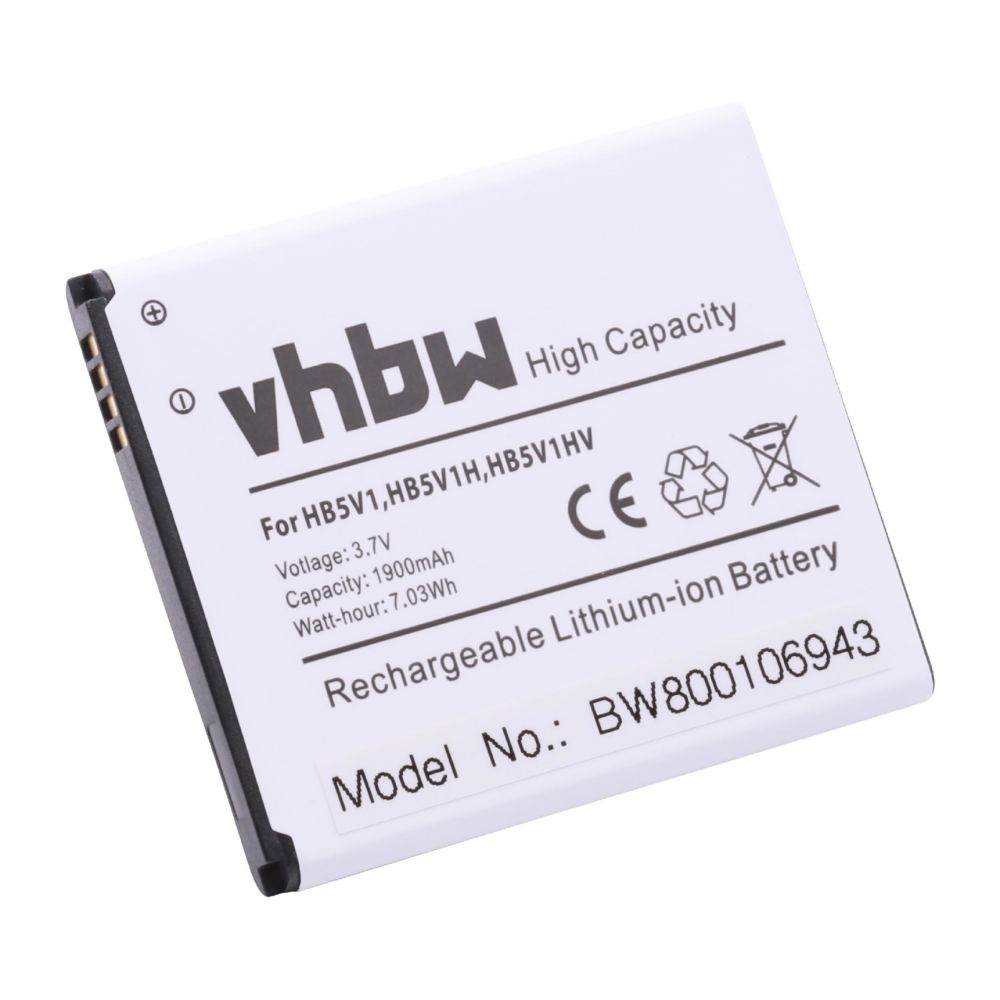 Vhbw - Batterie Li-Ion 1900mAh (3.7V) pour téléphone smartphone Huawei Ascend Y300C, Y500, Y500-T00, Y511, Y511-T00, Y511-U00 comme HB5VI, HB5VIH, HB5VIHV. - Batterie téléphone