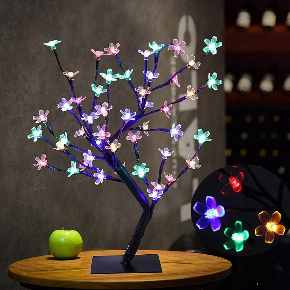 Goeco - LED Lampe de Cerisier, 0.45M 48LED, Arbre Lumineux LED, Branches Noires, pour la décoration de Maison (Multicolore) - Lampe connectée
