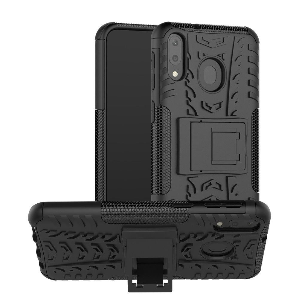 Wewoo - Coque Renforcée Pneu Texture TPU + PC antichoc pour Galaxy M20 avec support noir - Coque, étui smartphone