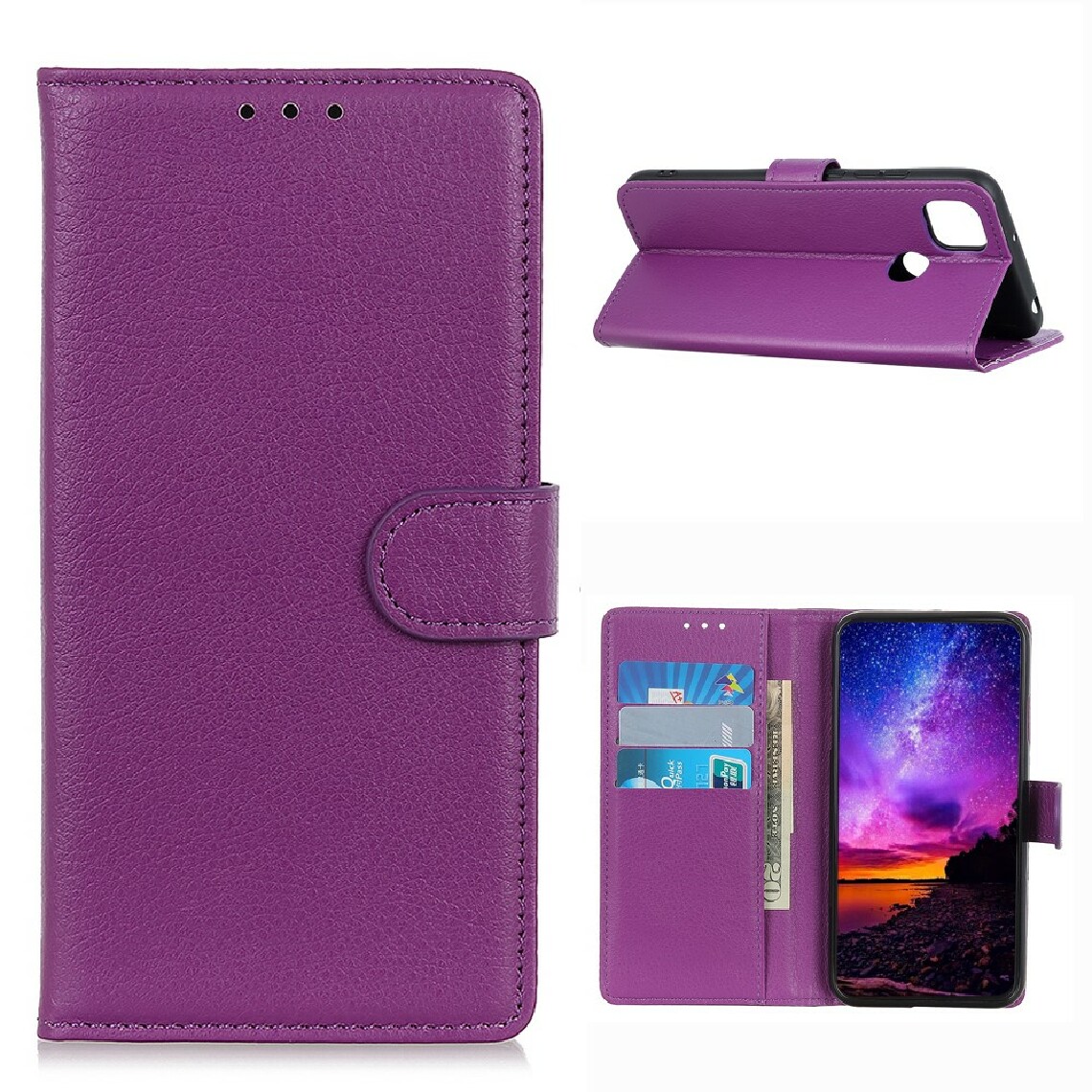 Other - Etui en PU texture de litchi classique violet pour votre Motorola Moto G 5G - Coque, étui smartphone
