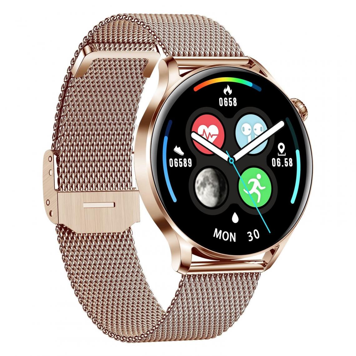 Chronotech Montres - Chronus Smart Watch for Android Phones Ios, Fitness Tracker Watch with Bluetooth Call Music Player IP67 Waterproof Smart Watch Pedometer Calories for Women Men Smartwatch(gold) - Montre connectée