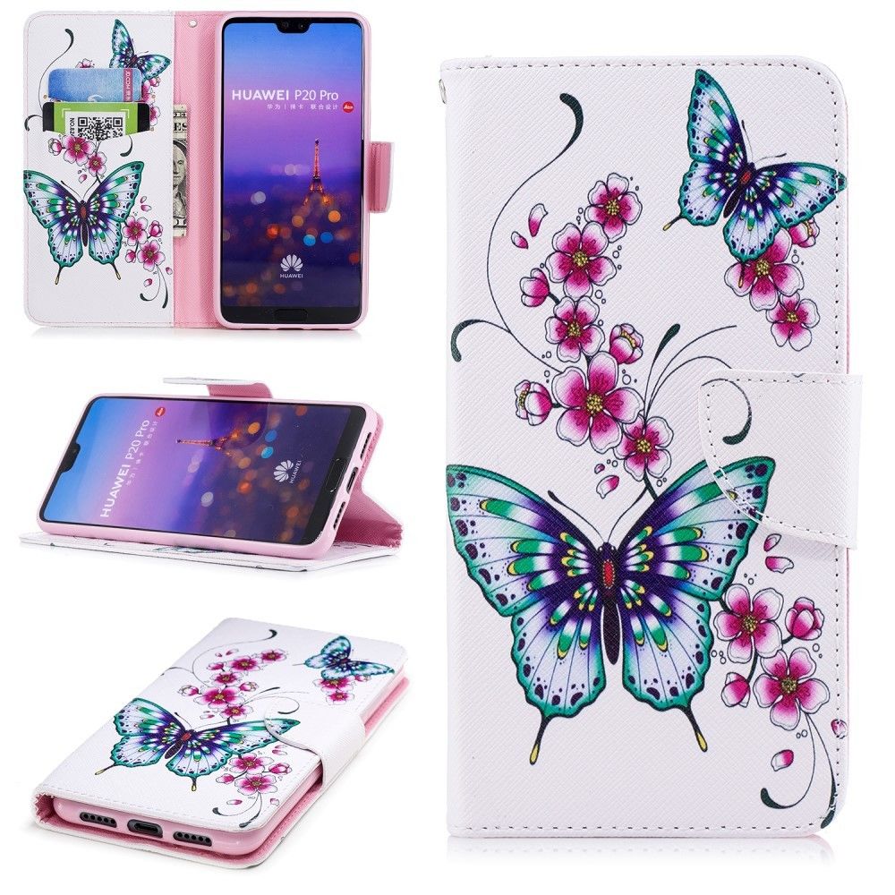 marque generique - Etui en PU  papillons et fleurs pour Huawei P20 Pro - Autres accessoires smartphone