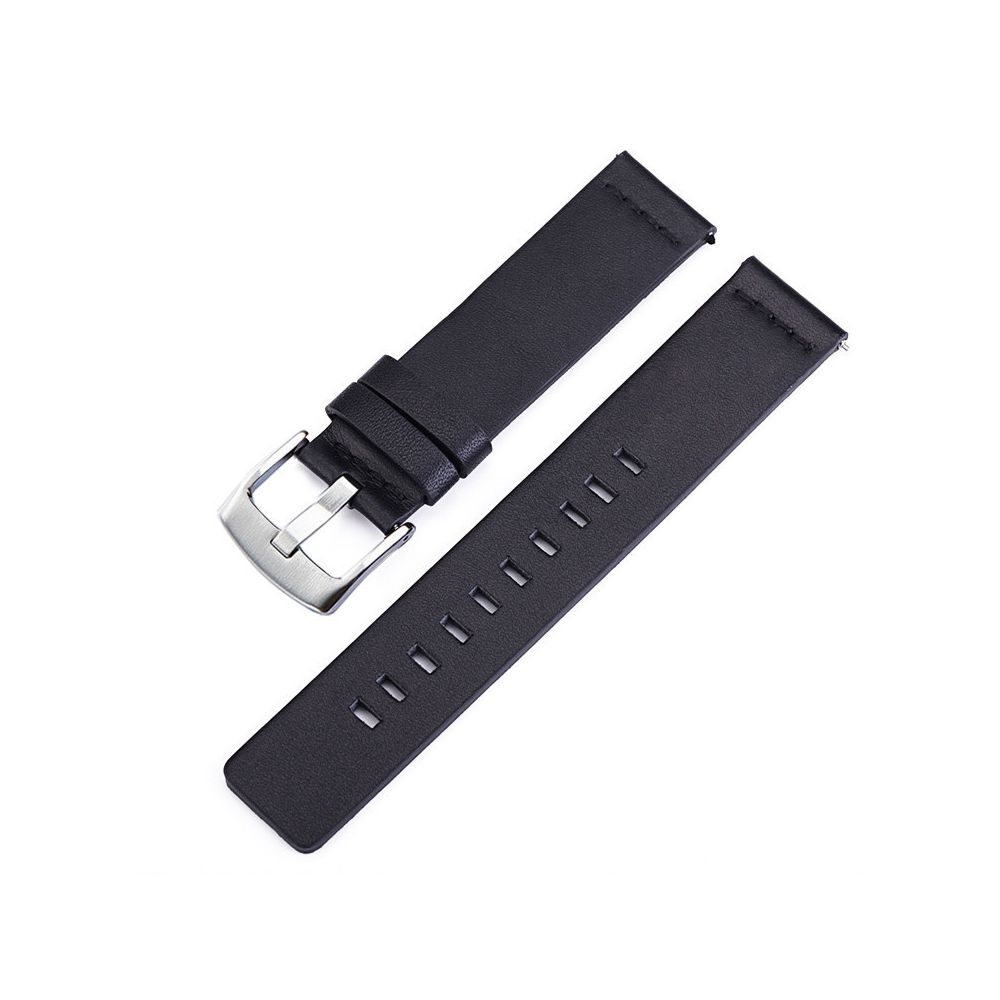 Wewoo - Bracelet pour montre connectée Dragonne en cuir de boucle d'argent de Smartwatch Apple Watch / Galaxy Gear S3 / Moto 360 2ndSpécifications 22mm Noir - Bracelet connecté