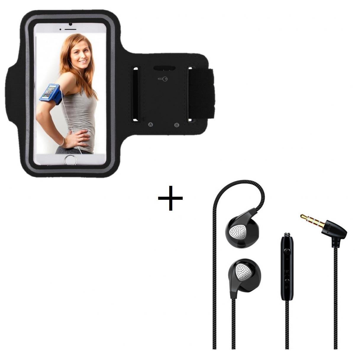 Shot - Pack Sport pour SAMSUNG Galaxy Z Flip Smartphone (Brassard de Sport + Ecouteurs Plat avec micro) Courir T1 (NOIR) - Coque, étui smartphone