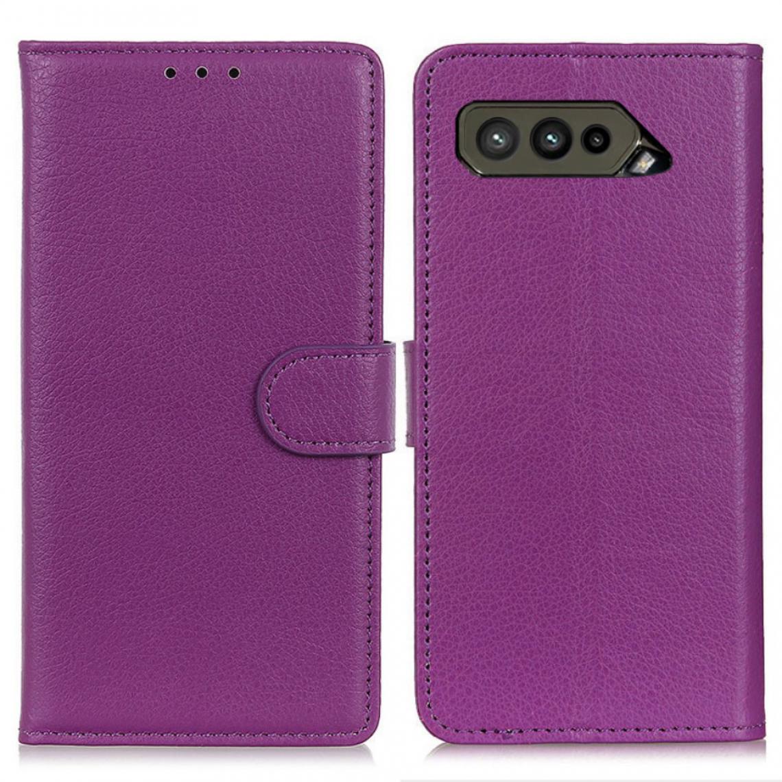 Other - Etui en PU Texture Litchi avec support violet pour votre Asus ROG Phone 5 - Coque, étui smartphone