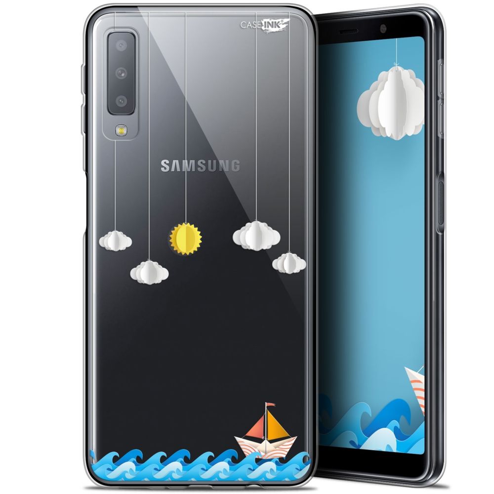 Caseink - Coque arrière Samsung Galaxy A7 2018 (A750) (6 ) Gel HD [ Nouvelle Collection - Souple - Antichoc - Imprimé en France] Petit Bateau en Mer - Coque, étui smartphone