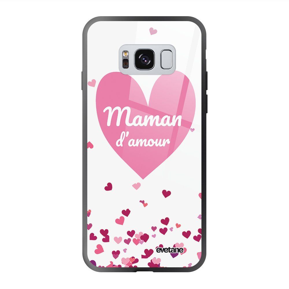 Evetane - Coque en verre trempé Samsung Galaxy S8 Maman d'amour coeurs Ecriture Tendance et Design Evetane. - Coque, étui smartphone