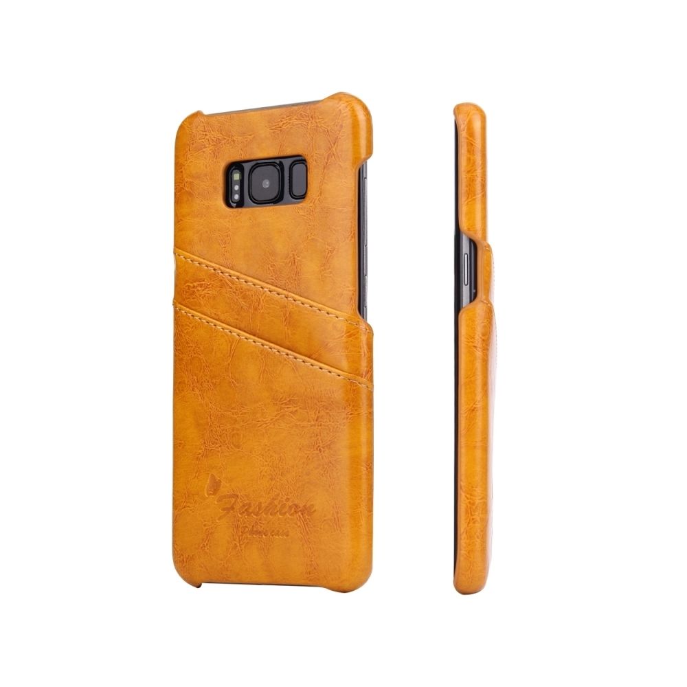 Wewoo - Etui en cuir Fierre Shann Retro Oil en cire PU pour Galaxy S8, avec emplacements pour cartes (jaune) - Coque, étui smartphone