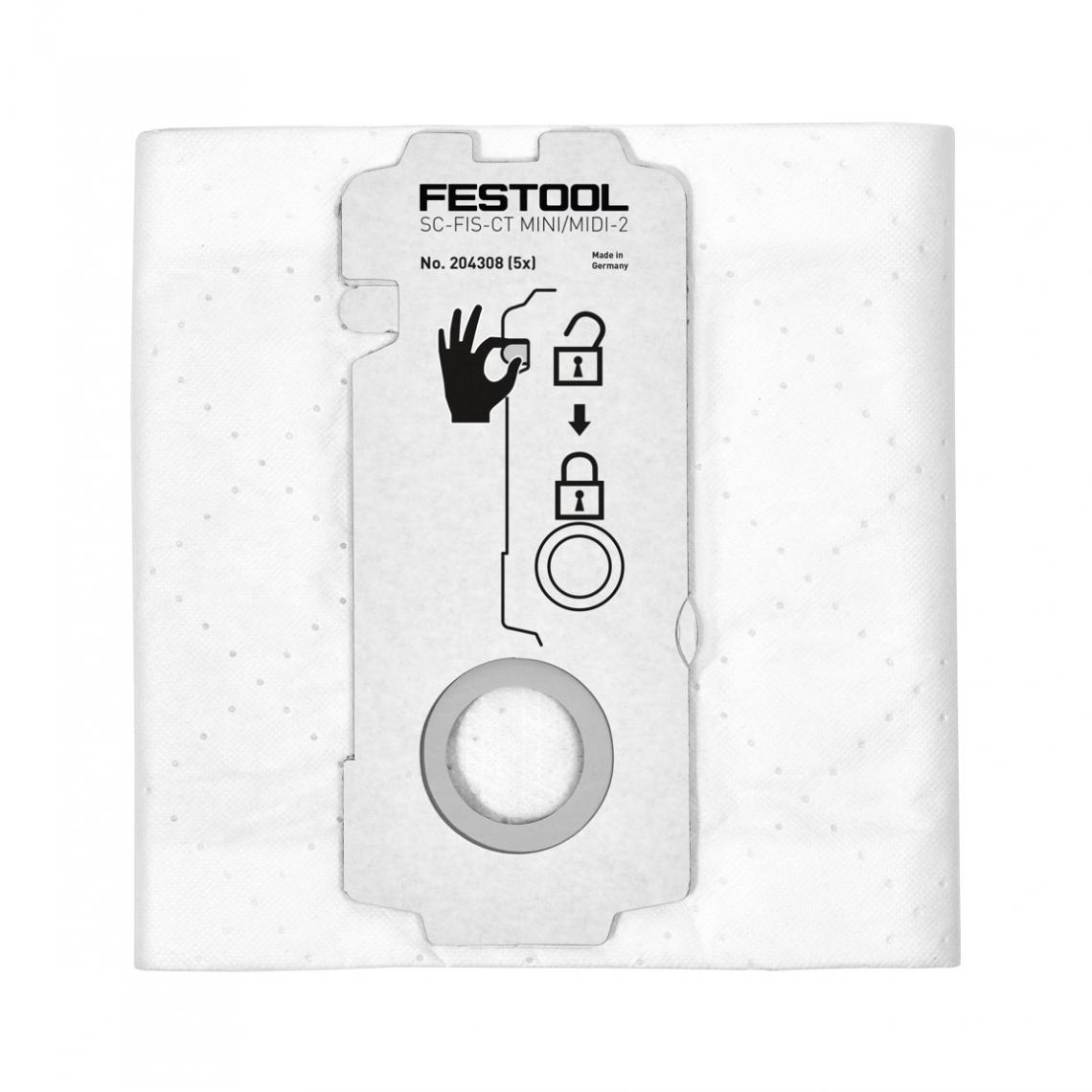 Festool - Festool SELFCLEAN SC-FIS-CT MINI/MIDI-2/25 Set de Sacs filtres ( 204308 ) pour aspirateurs mobiles CT MINI et CT MIDI à partir de l'année de fabrication 2019 - 25 Pièces - Accessoire entretien des sols