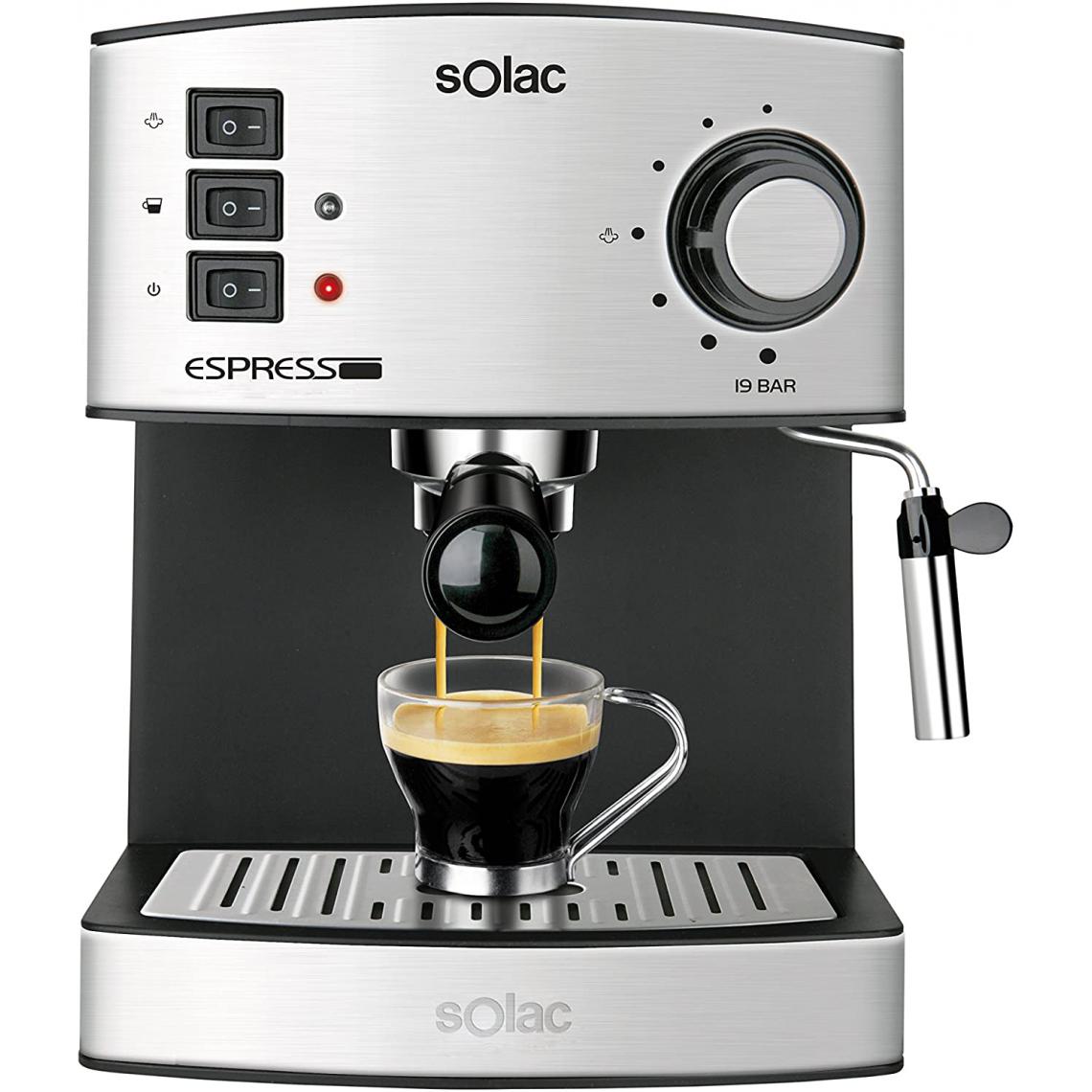 Solac - machine à expresso de 1,2L de 19 bars 850W gris noir - Expresso - Cafetière