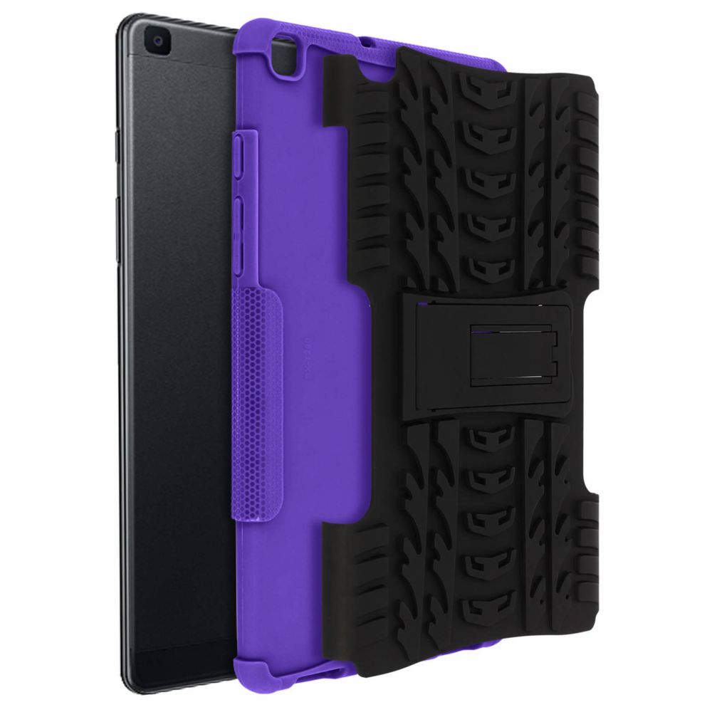 Avizar - Coque Galaxy Tab A 8.0 2019 Rigide Silicone Béquille Support Noir et violet - Coque, étui smartphone