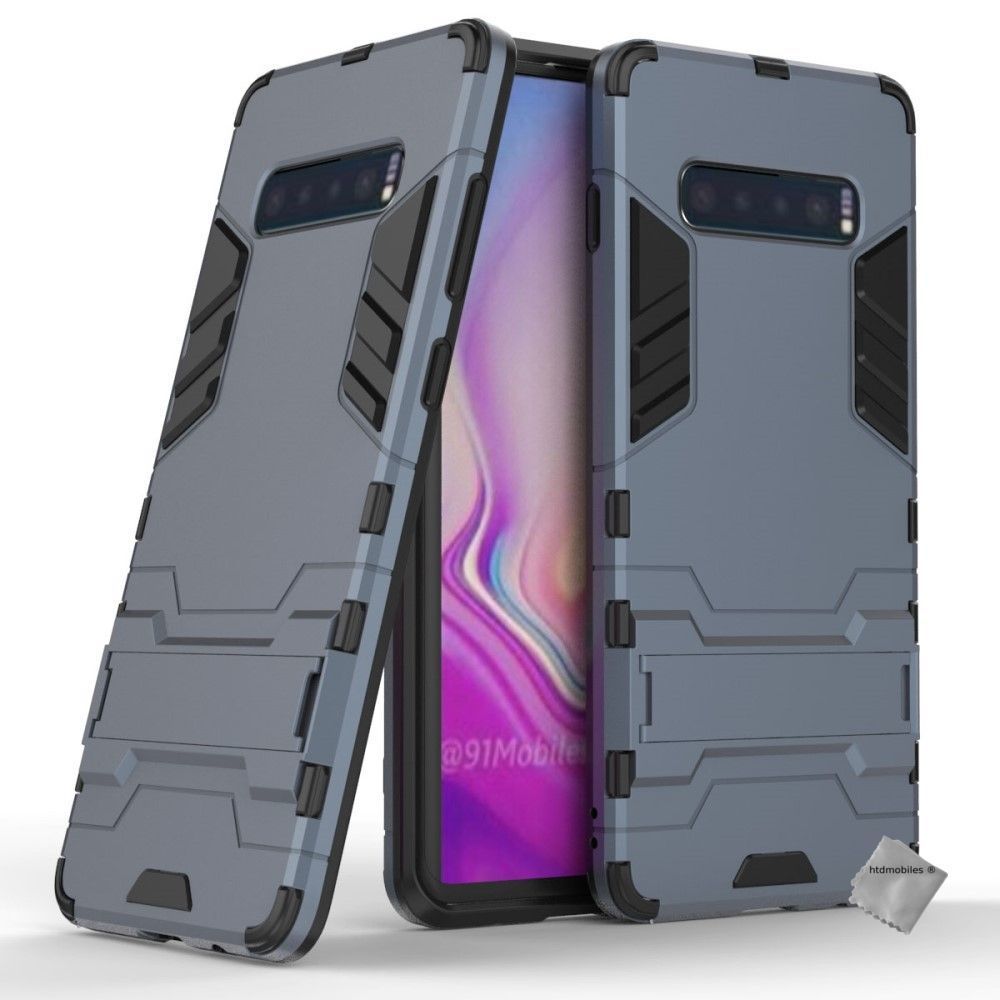 Htdmobiles - Housse etui coque rigide anti choc pour Samsung Galaxy S10+ Plus + verre trempe - BLEU FONCE - Autres accessoires smartphone