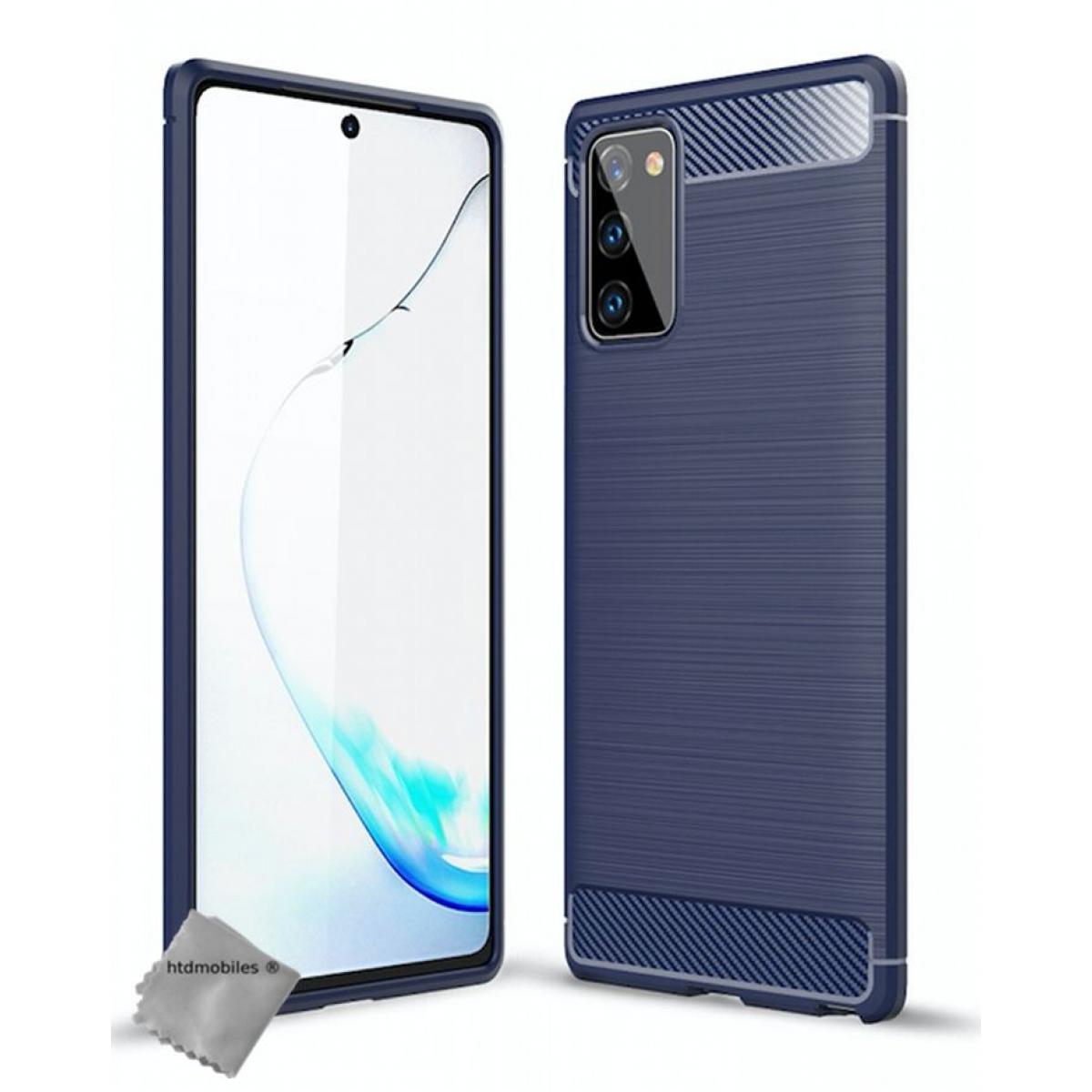 Htdmobiles - Housse etui coque silicone gel carbone pour Samsung Galaxy Note 20 + film ecran - BLEU FONCE - Autres accessoires smartphone