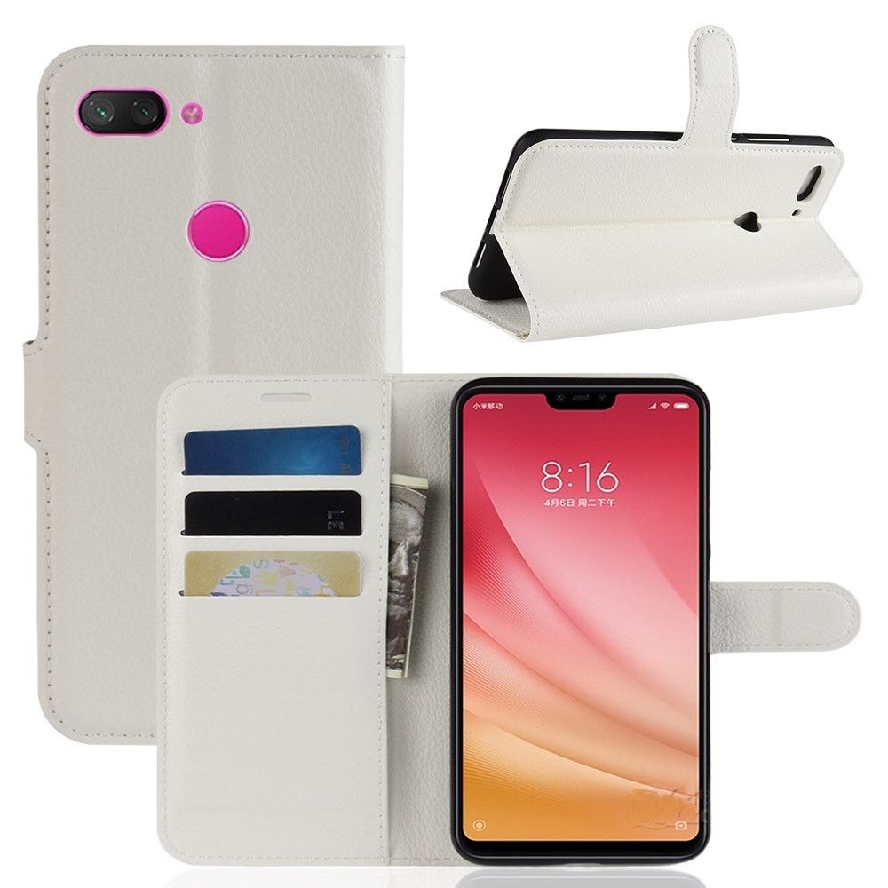 marque generique - Etui en PU litchi blanc pour votre Xiaomi Mi 8 Lite/Mi 8 Youth (Mi 8X) - Autres accessoires smartphone