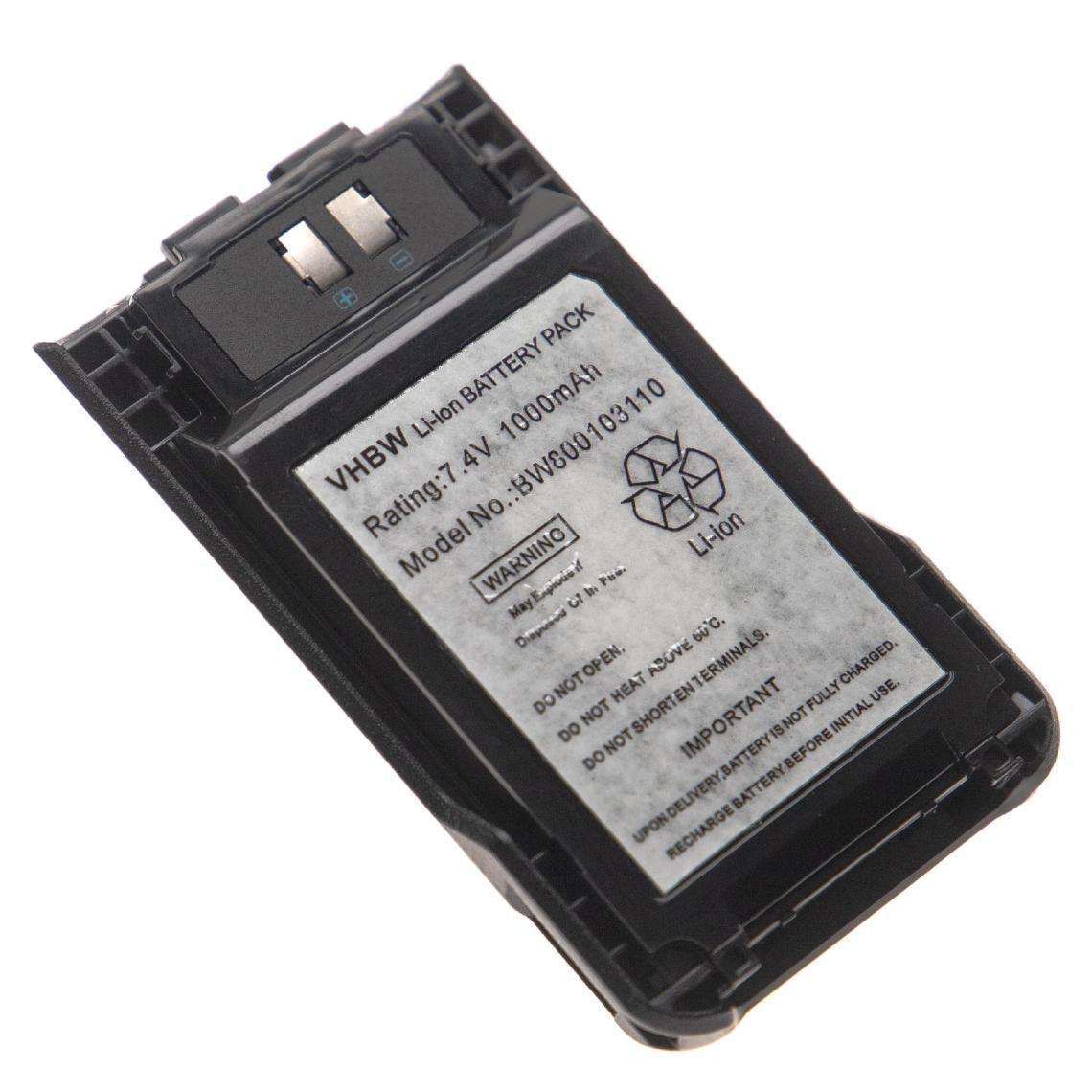 Vhbw - vhbw batterie compatible avec Kenwood TK-3000K2, TK-3501, TK-U100, TH-K20, TH-K20E, TH-K40 radio talkie-walkie (1000mAh 7,4V Li-ion) + clip - Autres accessoires smartphone