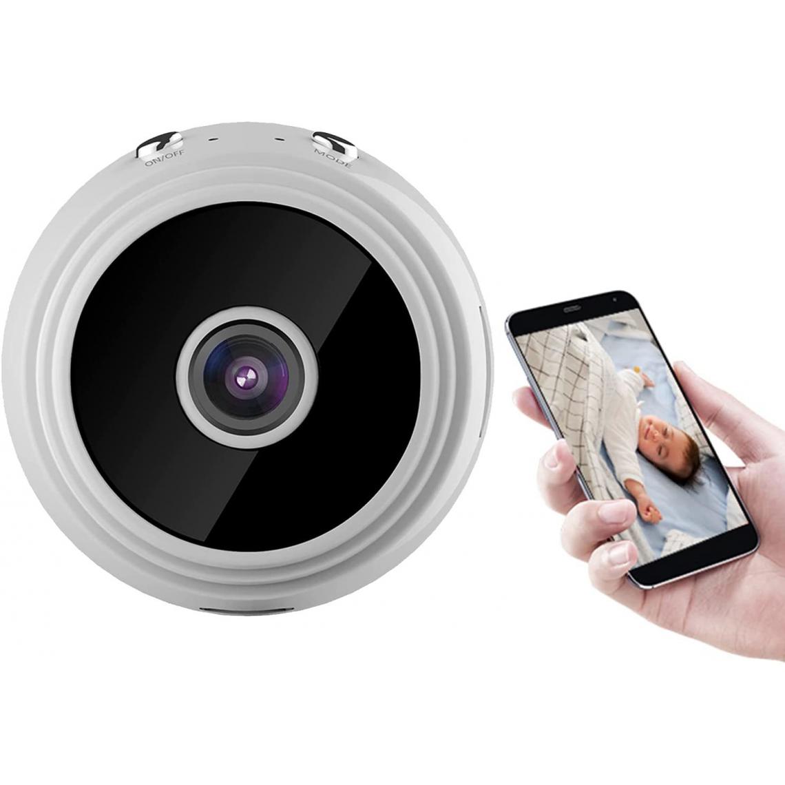 Chrono - Caméra espion Mini WiFi Caméra cachée sans fil Mini Cam HD 1081p Caméra de sécurité à domicile avec alarme de détection de mouvement Caméra d'alarme de Surveillance(Blanc) - Autres accessoires smartphone