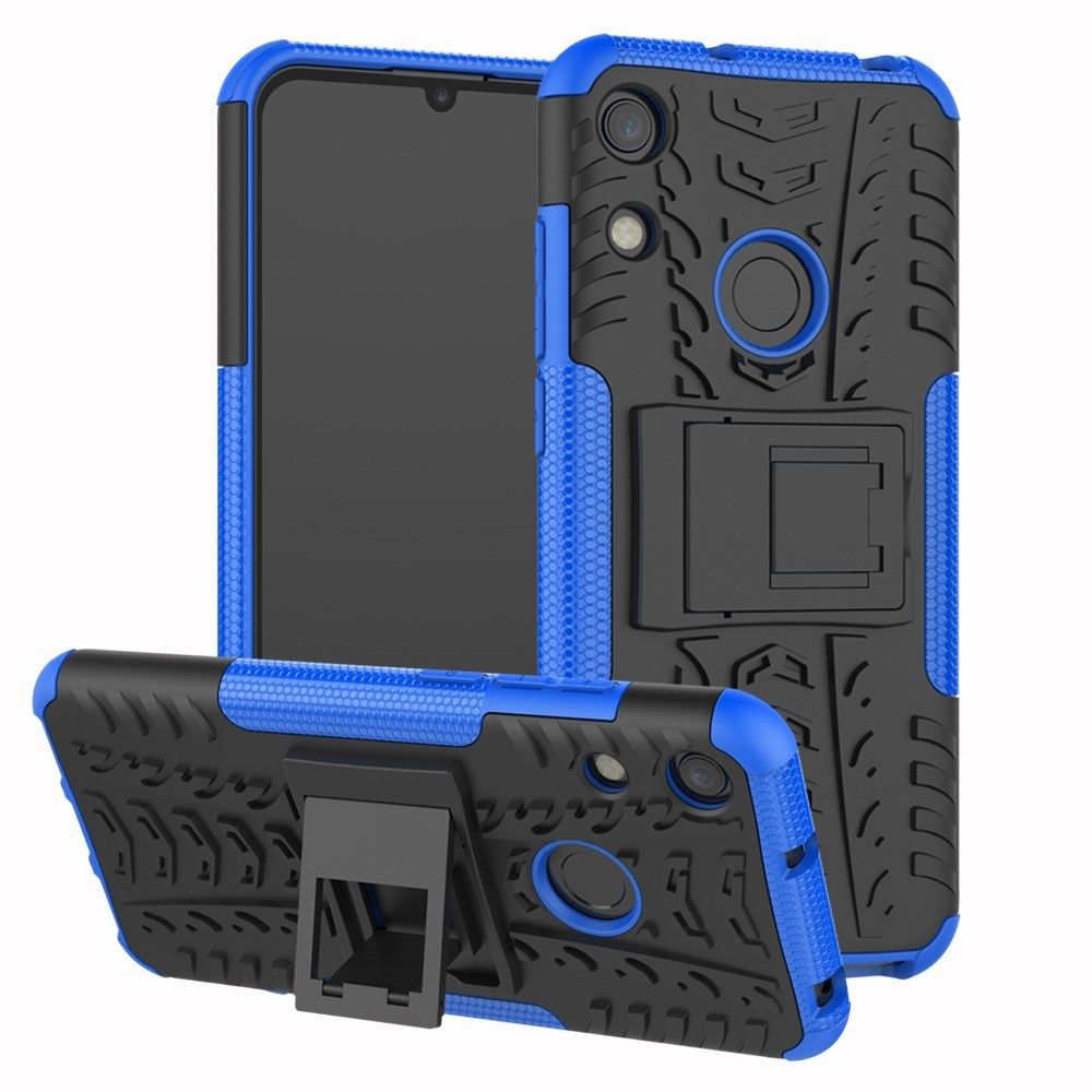 marque generique - Coque en TPU hybride antidérapant avec béquille bleu pour votre Huawei Honor 8A - Coque, étui smartphone