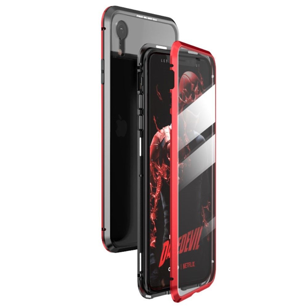 marque generique - Bumper en métal verre d'adsorption magnétique plein noir/rouge pour votre Apple iPhone XR 6.1 pouces - Coque, étui smartphone