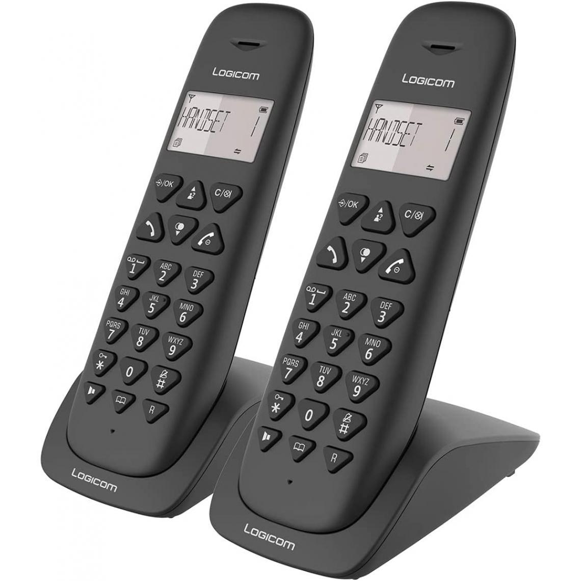 Logicom - telephone fixe sans Fil duo sans répondeur noir - Téléphone fixe sans fil