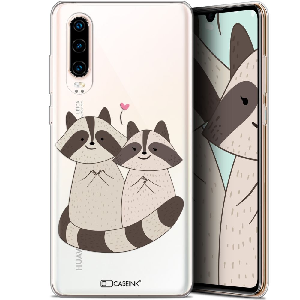 Caseink - Coque Pour Huawei P30 (6.1 ) [Gel HD Collection Sweetie Design Racoon Love - Souple - Ultra Fin - Imprimé en France] - Coque, étui smartphone