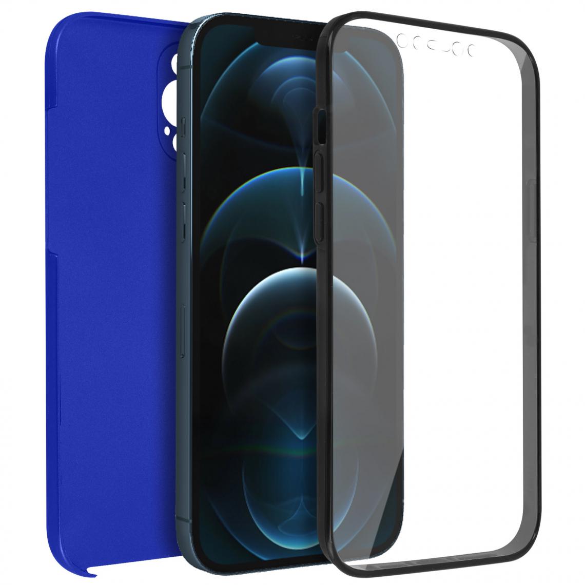 Avizar - Coque Apple iPhone 12 Pro Max Protection Arrière Rigide et Avant Souple bleu - Coque, étui smartphone