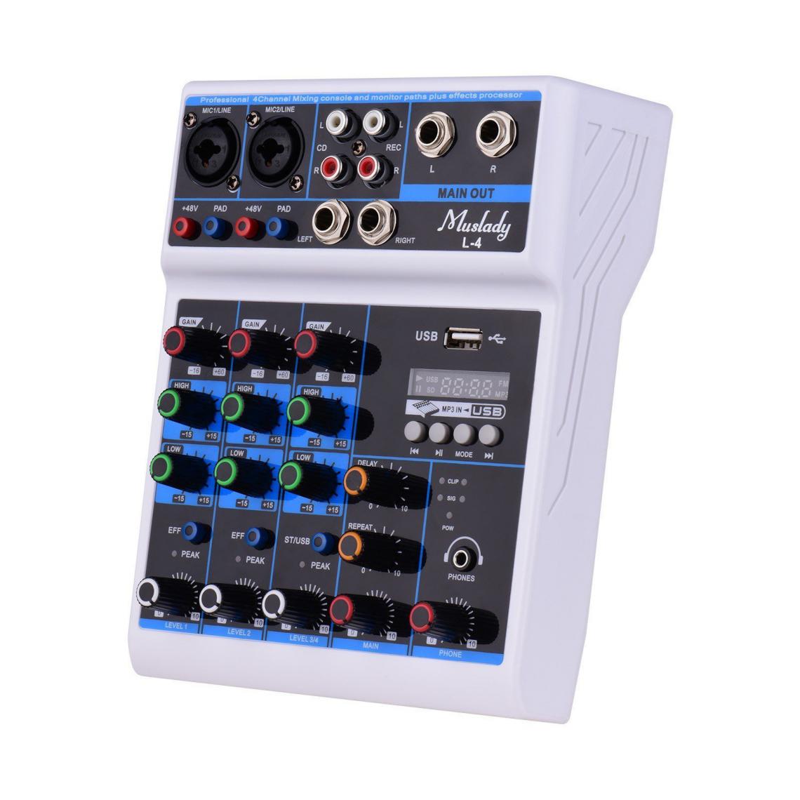 Justgreenbox - Écran LED de la console de mixage de la console de mixage audio 4 canaux - T3654657590802 - Tables de mixage