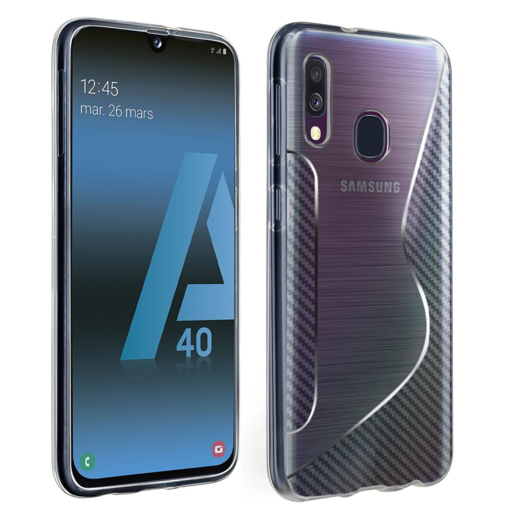 Avizar - Coque Samsung Galaxy A40 S Line Effet Brossé Carbone Silicone Gel transparent - Coque, étui smartphone