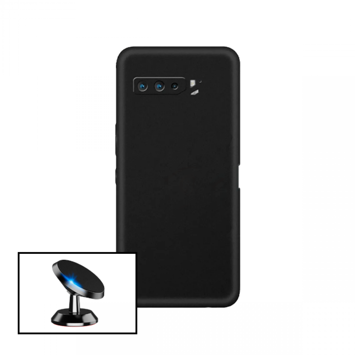 Phonecare - Kit de Support Magnétique de Voiture + Coque en Silicone Liquide pour Asus Rog Phone 5 Pro - Coque, étui smartphone