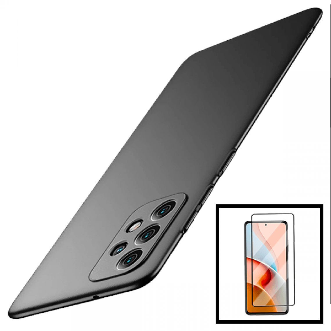 Phonecare - Kit Film de Verre Trempé 5D à Couverture Complète + Coque Mince et Rigide pour Xiaomi Redmi Note 10 5G - Noir - Coque, étui smartphone