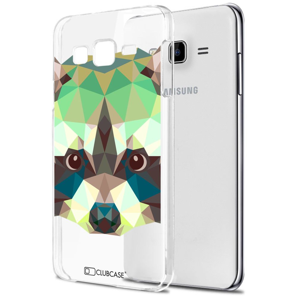 Caseink - Coque Housse Etui Samsung Galaxy J5 (J500) [Crystal HD Polygon Series Animal - Rigide - Ultra Fin - Imprimé en France] - Raton Laveur - Coque, étui smartphone